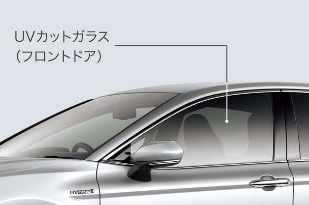 UVカット機能付ウインドシールドグリーンガラス(高遮音性ガラス・トップシェード付)&UVカットフロントドアグリーンガラス(撥水機能付)